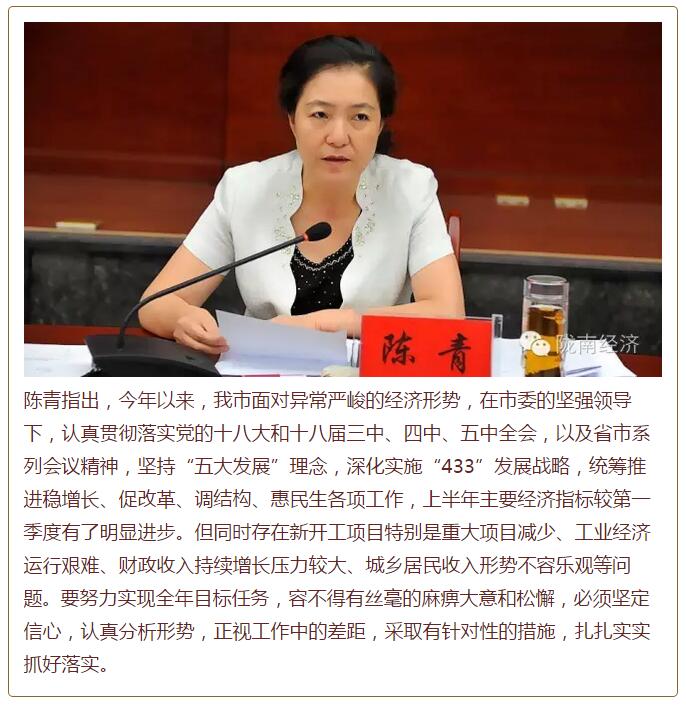 陳青在市政府全體會議上強調(diào)：緊盯一個目標抓好九大任務(wù)落實強化三項保障，確保全市經(jīng)濟社會持續(xù)快速發(fā)展